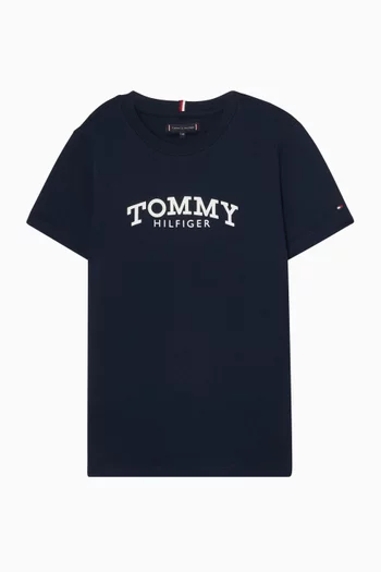 تي شيرت بطبعة شعار الماركة قطن