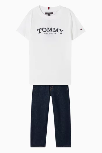 تي شيرت بطبعة شعار الماركة قطن