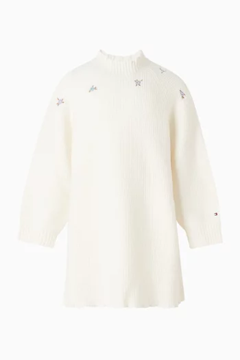 فستان بنمط سترة بتطريز زهور منسوج