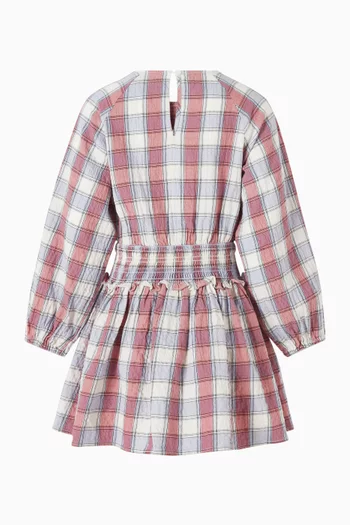 فستان بكشكش ونقشة مربعات