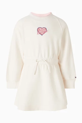 Logo Print Drawstring Dress