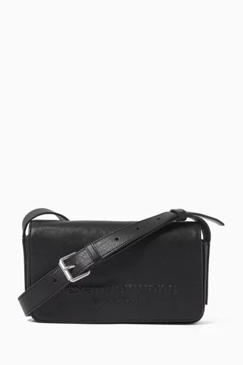 Punch Flap Crossbody Bag in Crinkle Leather