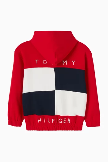 كنزة بغطاء رأس وسحّاب وشعار العلم قطن تيري