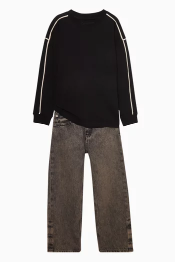 Piping Sweatshirt in Cotton-terry