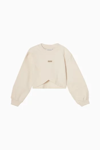 Cropped Folded Logo Sweatshirt in Cotton