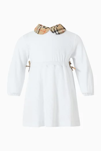 طقم فستان وسروال تحتي بنقشة مربعات قطن