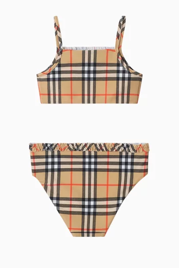 Ruffle Trim Check Bikini