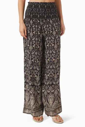 Callaway Smocked Wide-leg Pants in Cotton-blend