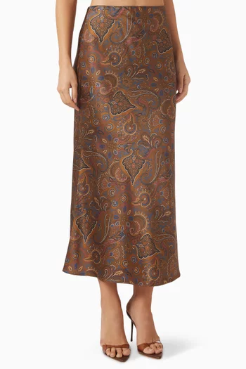 Clover Midi Skirt in Stretch-silk