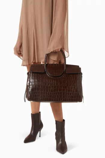 حقيبة يد مود جلد بنقشة جلد التمساح