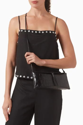 Eve Clutch Bag in Croc-embossed Leather