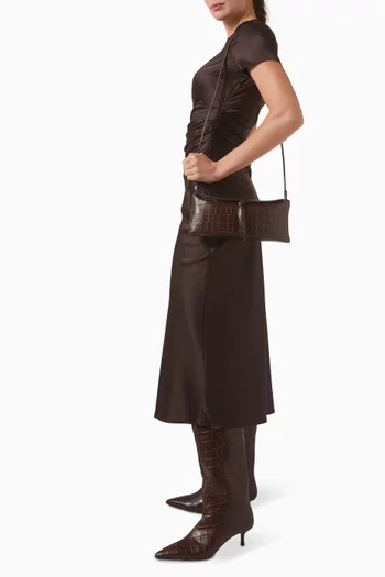 Eve Clutch Bag in Croc-embossed Leather
