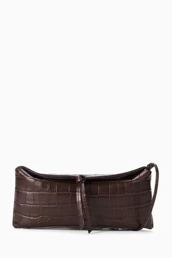 Eve Clutch Bag in Croc-embossed Leather
