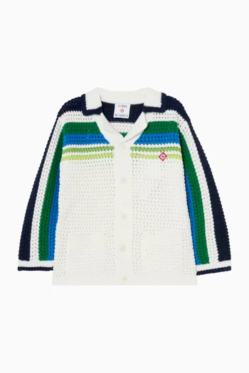 قميص مخطط بنقشة مموجة منسوج