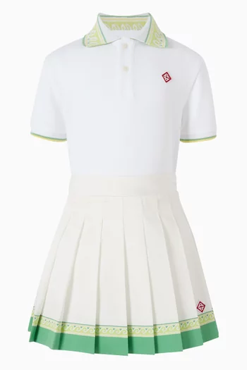 تي شيرت بولو بياقة بنقشة أوراق الغار