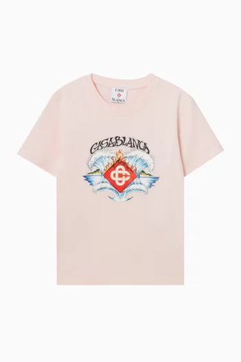 تي شيرت بطبعة أمواج قطن