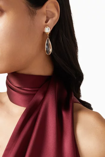 أقراط متدلية اوميجا مرصعة بالكريستال نحاس مطلي بلون ذهبي