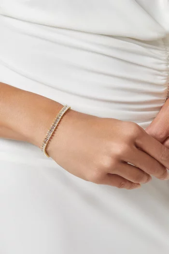 سوار ليلي بتصميم سلسلة مرصع بالكريستال نحاس مطلي بلون ذهبي