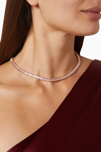قلادة بتصميم سلسلة مرصعة بالكريستال نحاس مطلي بلون ذهبي