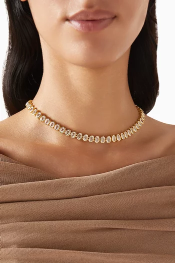 قلادة بتصميم سلسلة مرصعة بالكريستال نحاس مطلي بلون ذهبي