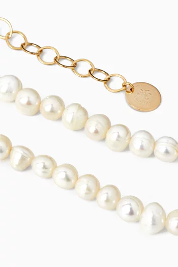 Pearl Beaded Necklace in Gold-plated Brass