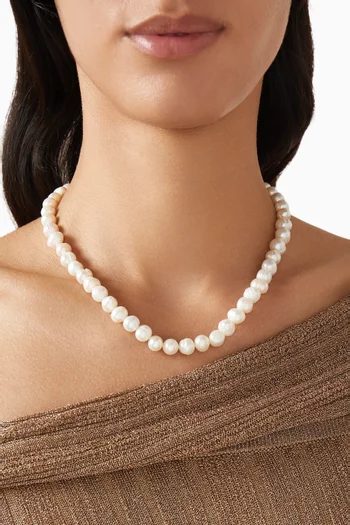 Pearl Beaded Necklace in Gold-plated Brass