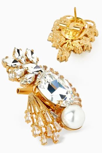 أقراط بتصميم غير متماثل مرصعة بكريستال نحاس مطلي بلون ذهبي