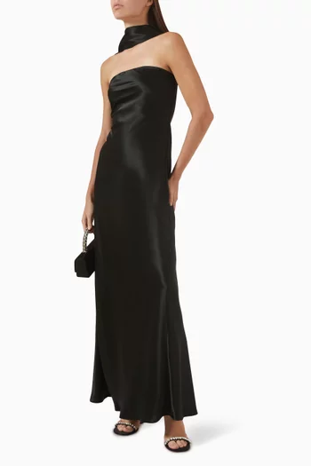 فستان سهرة ليليا بوشاح ستان