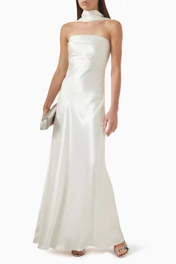 فستان سهرة ليليا بوشاح ستان