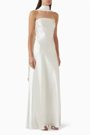 فستان سهرة ليليا بوشاح ستان