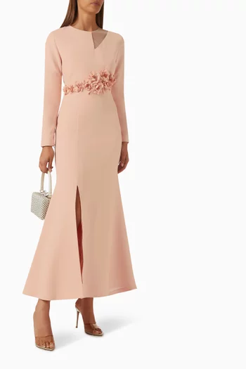 3D Floral-applique Dress