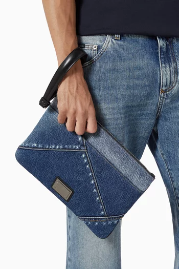 Patchwork Wristlet Bag in Denim