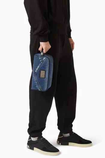 Patchwork Wash Bag in Denim