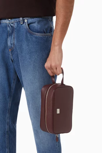 حقيبة صغيرة للسفر بحلية شعار الماركة جلد ألباين