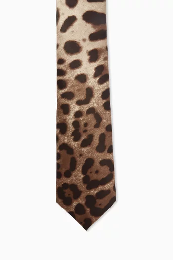 Leopard-print Tie in Silk