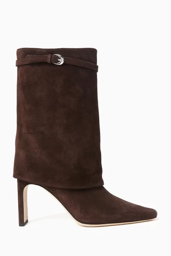 Wally 90 Foldover Boots in Suede
