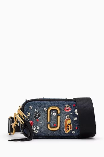 Snapshot Crossbody Bag in Trinket-printed Denim