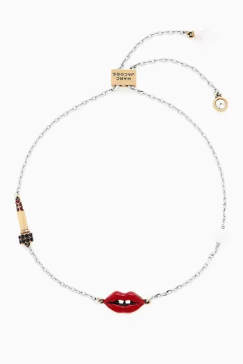 سوار بحلية على شكل شفاه وقفل منزلق نحاس مطلي