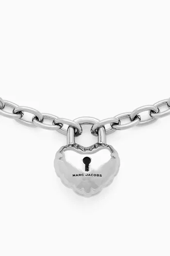 قلادة بدلاية قلب بتصميم قفل منفوخ نحاس مطلي