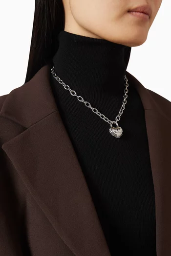 قلادة بدلاية قلب بتصميم قفل منفوخ نحاس مطلي