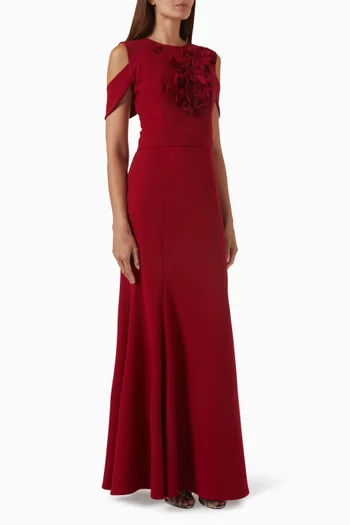3D Floral-applique Gown