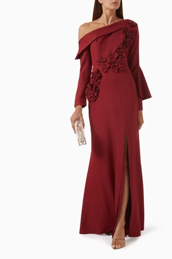 Embellished One-shoulder Gown