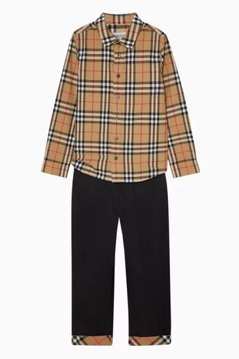 قميص أوين بنقشة مربعات قطن