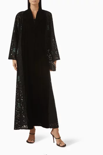 Embellished Abaya in Velvet