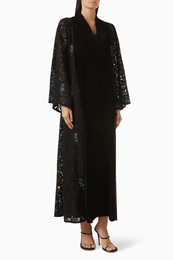 Embellished Abaya in Velvet