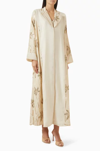 Embellished Abaya in Linen