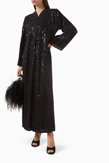 Embellished Abaya in Linen