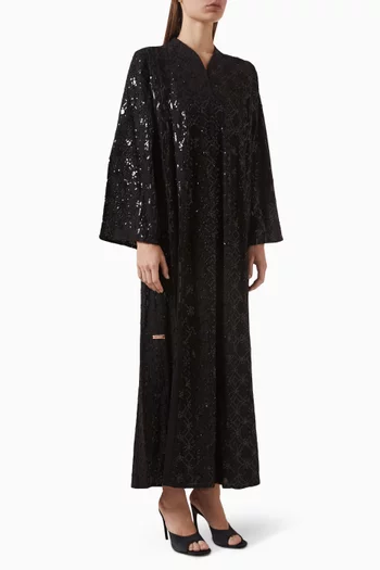 Embellished Abaya in Linen