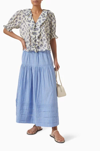 بلوزة هنري بنقشة زهور قطن عضوي