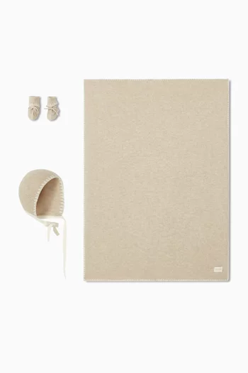 Blanket, Bonnet & Booties Gift Set in Cashmere